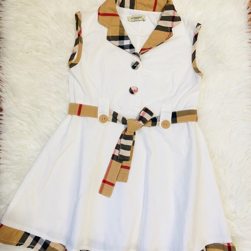 NWOT* Girl’s White Plaid A-line  Dress